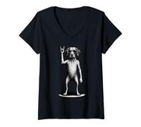Femme Pointeur allemand à poil court musique rock rétro vintage chien T-Shirt avec Col en V