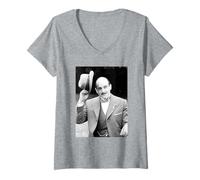 Femme Poirot David Suchet Agatha Christie 1988 T-Shirt avec Col en V