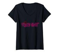 Femme Poison Heart Graffiti Red Love Urban Art Design T-Shirt avec Col en V