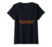 Femme Poison Heart Graffiti Red Love Urban Art Design T-Shirt avec Col en V