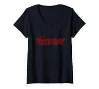 Femme Poison Heart Graffiti Red Love Urban Art Design T-Shirt avec Col en V