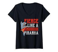 Femme Poisson d'aquariophilie, féroce comme Un Piranha Collector T-Shirt avec Col en V