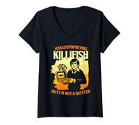 Femme Poisson-mouillé T-Shirt avec Col en V