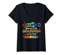 Femme Poisson-mouillé T-Shirt avec Col en V