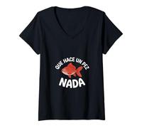 Femme Poisson Rouge drôle Qui Dit Que hace Un pez nada Espagnol T-Shirt avec Col en V