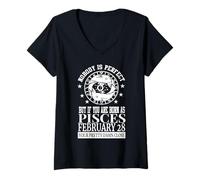 Femme Poissons Zodiac Février 28 Femmes Hommes Fête d'anniversaire T-Shirt avec Col en V