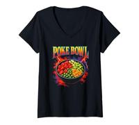 Femme Poke Bowl Bol à Poke Bowl des années 90 T-Shirt avec Col en V