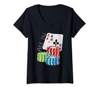 Femme Poker All in pour tous les joueurs de poker T-Shirt avec Col en V
