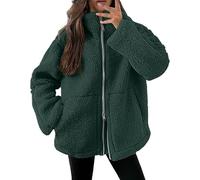 Femme Polaire Manteau Molleton Teddy à Double Zip Veste Sherpa SurdimensionnéE DéContractéE De Motard Thermique Chaude en Peluche Hiver