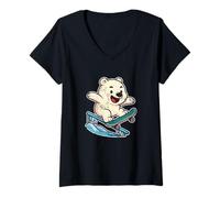 Femme Polar Bear Skate Ice Grind T-Shirt avec Col en V