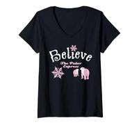 Femme Polar Express Believe Noël T-Shirt avec Col en V
