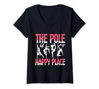 Femme Pole Dancing Polerina The Pole is My Happy Place T-Shirt avec Col en V