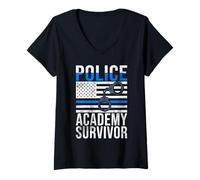 Femme Police Academy Survivor Police Police T-Shirt avec Col en V