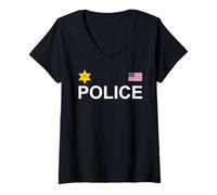 Femme Police américaine, Flic, Officier, shérif, Policier, policiers T-Shirt avec Col en V