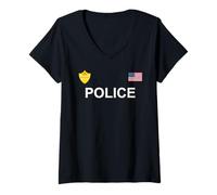 Femme Police américaine, Flic, Officier, shérif, Policier, policiers T-Shirt avec Col en V