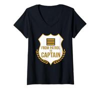 Femme Police Captain Police Rank Command Staff T-Shirt avec Col en V
