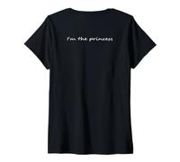 Femme Police I'm The Princess in White T-Shirt avec Col en V