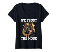 Femme Police Officer We Trust The Nose Berger Allemand T-Shirt avec Col en V