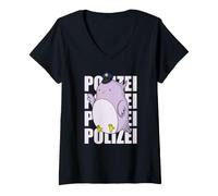 Femme Police Oiseau Policier avec Casquette T-Shirt avec Col en V