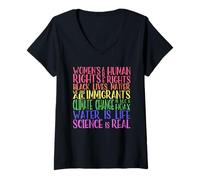 Femme Political Protest Rainbow - Égalité, science et justice T-Shirt avec Col en V