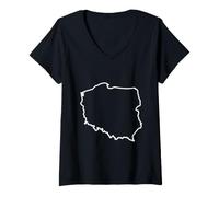Femme Pologne Carte Aperçu Voyage T-Shirt avec Col en V