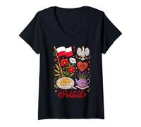 Femme Pologne Traditionnelle T-Shirt avec Col en V