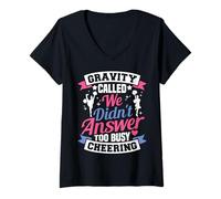 Femme Pom-Pom Girl trop occupé Cheering Cheer T-Shirt avec Col en V