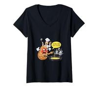 Femme Pomme de Terre en colère Contre Chef | Bataille de Cuisine Amusante T-Shirt avec Col en V