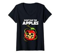 Femme Pommes Toxiques, ne mangent Pas Les Pommes T-Shirt avec Col en V