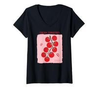 Femme Pomodoro Freschi Fresh Tomatoes Italian Summer Tomatoes T-Shirt avec Col en V
