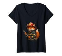 Femme Pompier Fox Hero Spirit T-Shirt avec Col en V