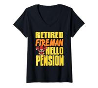 Femme Pompier Retraité Humour Bonjour Pension Humour Caserne T-Shirt avec Col en V