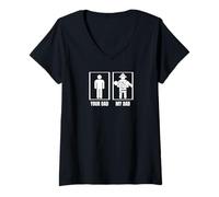 Femme Pompier, Ton père, Mon père, Pompier drôle T-Shirt avec Col en V