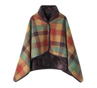 Femme Poncho Polaire Plaid Châle Cape Chaud d'hiver avec Boutons Couverture à Carreaux, Couverture de Canape, 100x140cm (FR/ES, Alpha/lettres, Taille unique, Taille normale, Taille normale, M)