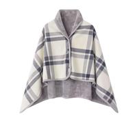 Femme Poncho Polaire Plaid Châle Cape Chaud d'hiver avec Boutons Couverture à Carreaux, Couverture de Canape, 100x140cm (FR/ES, Alpha/lettres, Taille unique, Taille normale, Taille normale, B)