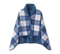 Femme Poncho Polaire Plaid Châle Cape Chaud d'hiver avec Boutons Couverture à Carreaux, Couverture de Canape, 100x140cm (FR/ES, Alpha/lettres, Taille unique, Taille normale, Taille normale, I)
