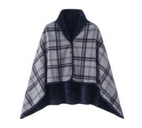 Femme Poncho Polaire Plaid Châle Cape Chaud d'hiver avec Boutons Couverture à Carreaux, Couverture de Canape, 100x140cm (FR/ES, Alpha/lettres, Taille unique, Taille normale, Taille normale, F)