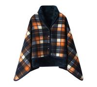 Femme Poncho Polaire Plaid Châle Cape Chaud d'hiver avec Boutons Couverture à Carreaux, Couverture de Canape, 100x140cm (FR/ES, Alpha/lettres, Taille unique, Taille normale, Taille normale, R)