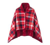 Femme Poncho Polaire Plaid Châle Cape Chaud d'hiver avec Boutons Couverture à Carreaux, Couverture de Canape, 100x140cm (FR/ES, Alpha/lettres, Taille unique, Taille normale, Taille normale, E)