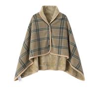 Femme Poncho Polaire Plaid Châle Cape Chaud d'hiver avec Boutons Couverture à Carreaux, Couverture de Canape, 100x140cm (FR/ES, Alpha/lettres, Taille unique, Taille normale, Taille normale, K)