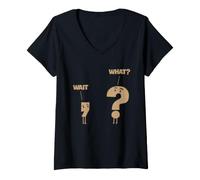 Femme Ponctuation Humour Virgule et Point d'interrogation Grammaire Blague T-Shirt avec Col en V