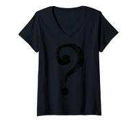Femme Ponctuation ? Point d'interrogation Poser Une Question Connaissances T-Shirt avec Col en V