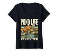 Femme Pond Life Perfecected Turtle Pond Marsh Wildlife T-Shirt avec Col en V