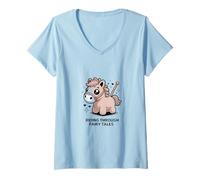Femme Poney Magique chevauchant à Travers Les Contes de fées Fantasy T-Shirt avec Col en V