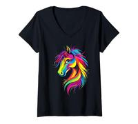 Femme Poney Poulain Cavalière Poneys Équitation Ponette T-Shirt avec Col en V