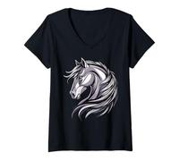 Femme Poney Poulain Cavalière Poneys Équitation Ponette T-Shirt avec Col en V