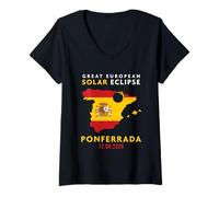 Femme Ponferrada, Spain Great European Total Solar Eclipse 2026 T-Shirt avec Col en V
