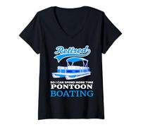 Femme Ponton Bateau de Ponton Amusant Mon Plan de Retraite T-Shirt avec Col en V
