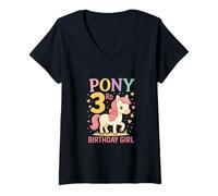 Femme Pony Magic Troisième Anniversaire Fille T-Shirt avec Col en V