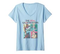 Femme Pop Art Character Squares Classic 80's Cartoon T-Shirt avec Col en V